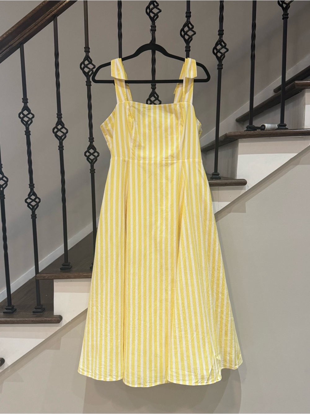 Kate Spade yellow and white striped A-lined midi dress - Picture 1 of 8